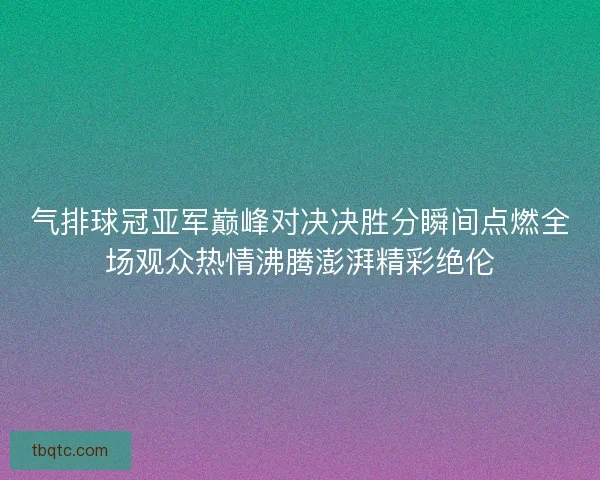 气排球冠亚军巅峰对决决胜分瞬间点燃全场观众热情沸腾澎湃精彩绝伦